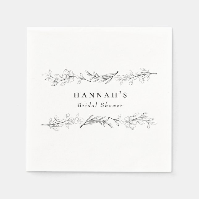 Modern Elegant Wildflower Floral Bridal Shower Napkin (Front)