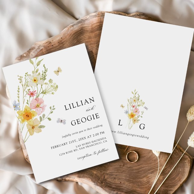 Modern Elegant Wildflower Spring Summer Wedding Invitation (Creator Uploaded)