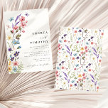 Modern Elegant Wildflower Spring Summer Wedding Invitation<br><div class="desc">A modern and elegant wedding invitation in spring summer wildflower theme. Featuring colourful watercolor peach,  pink,  lavender,  yellow and dusty blue florals with butterfly and dragonfly.</div>