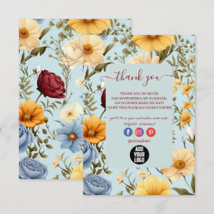 Modern Elegant Wildflowers Floral Thank You Card
