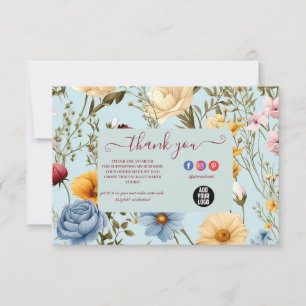 Modern Elegant Wildflowers Floral Thank You Card