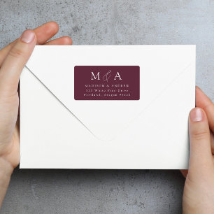 Modern Elegant Wine Monogram Return Address Label