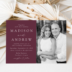 Modern Elegant Wine Photo Wedding Invitation