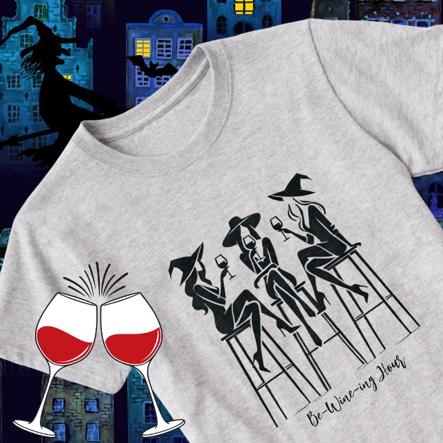 Modern, Elegant Witches Wine Night, Halloween T-Shirt (Creator Uploaded)