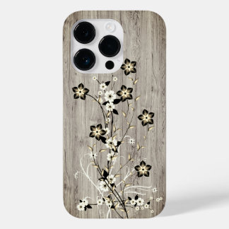 Modern elegant wood - flowers - wooden Case-Mate iPhone 14 pro case