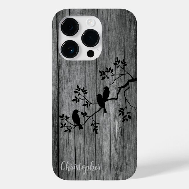 Modern elegant wood - tree and a crow - wooden Case-Mate iPhone case (Back)
