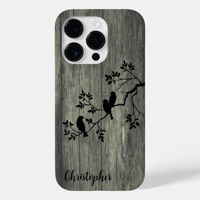 Modern elegant wood - tree and a crow - wooden Case-Mate iPhone case (Back)