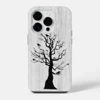 Modern elegant wood - tree and a crow - wooden