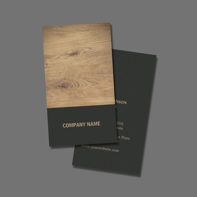 Modern Elegant Wooden Black Interior Designer Business Card (Creator Uploaded)