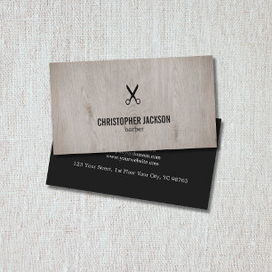 Modern Elegant Wooden Dark Masculine Barber Business Card