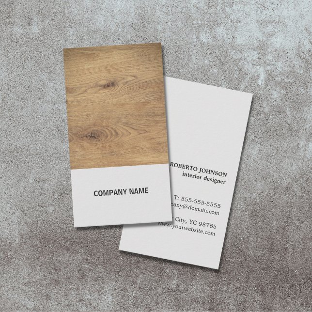 Modern Elegant Wooden Grey Construction Business Card (Creator Uploaded)