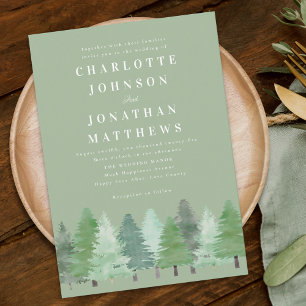 Modern Elegant Woodland Forest Sage Green Wedding Invitation