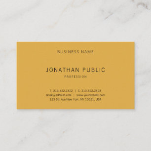 Modern Elegant Yellow Brown Simple Minimalist Business Card