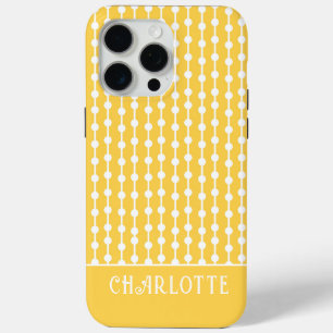 Modern Elegant Yellow Geometric Personalised Name iPhone 15 Pro Max Case