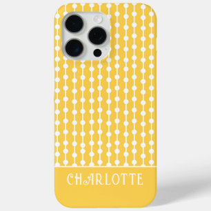 Modern Elegant Yellow Geometric Personalised Name iPhone 15 Pro Max Case