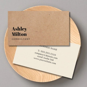 Modern Elegant Yellow PRINTED Kraft Consultant Business Card