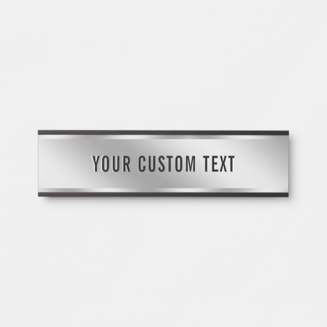 Modern Elegant Your Custom Text Silver Template Door Sign (Front)