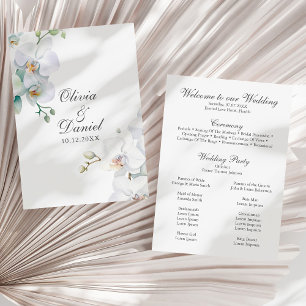 Modern Eleganta White Orchids Wedding Program
