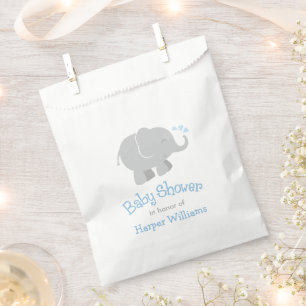 Modern Elephant Baby Boy Shower Blue and Grey Favour Bag