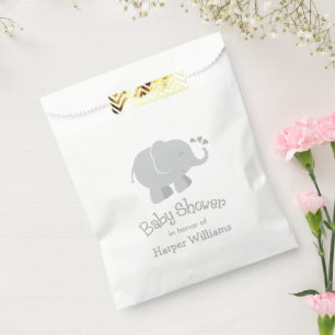 Modern Elephant Baby Shower Grey and White Favour Bag