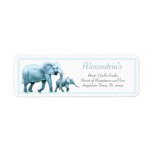 Modern Elephant Baby Shower Invitation Return Address Label