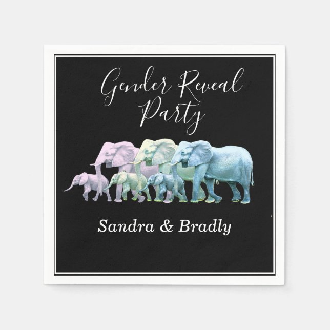 Modern Elephant Gender reveal party Invitation Napkin (Front)