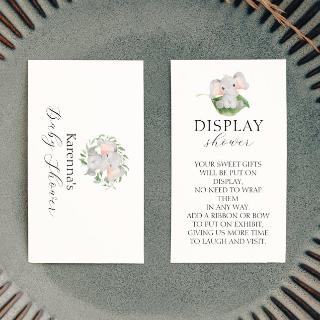 Modern Elephant Greenery Baby Display Shower Enclosure Card (Creator Uploaded)