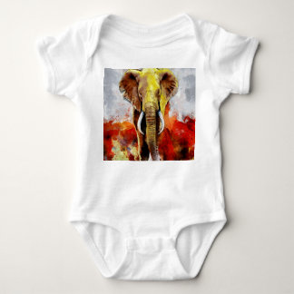 Modern Elephant Oil Painting Abstract Baby Bodysuit