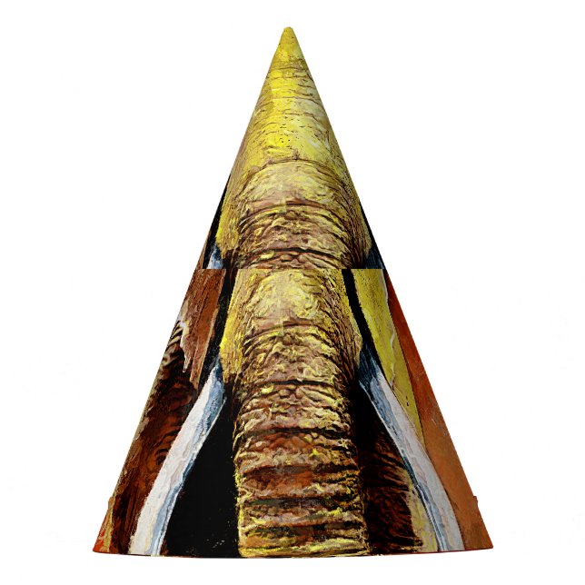 Modern Elephant Oil Painting Abstract Party Hat (Front)