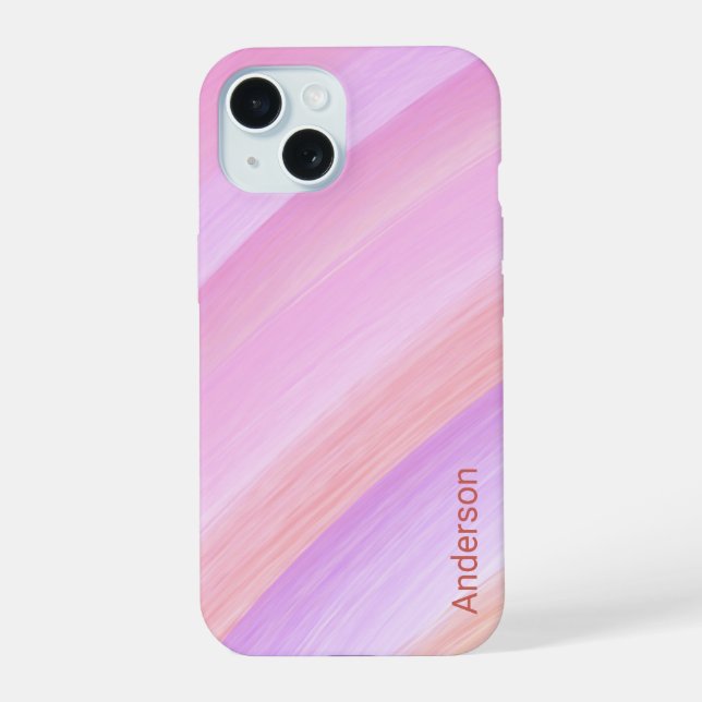 Modern Eligant Retro Line Monogram iPhone 15 Case (Back)