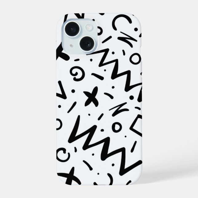 Modern Eligant Retro Line Monogram iPhone 15 Case (Back)