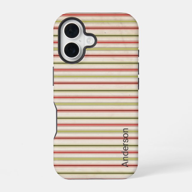 Modern Eligant Retro Line Monogram iPhone 16 Case (Back)