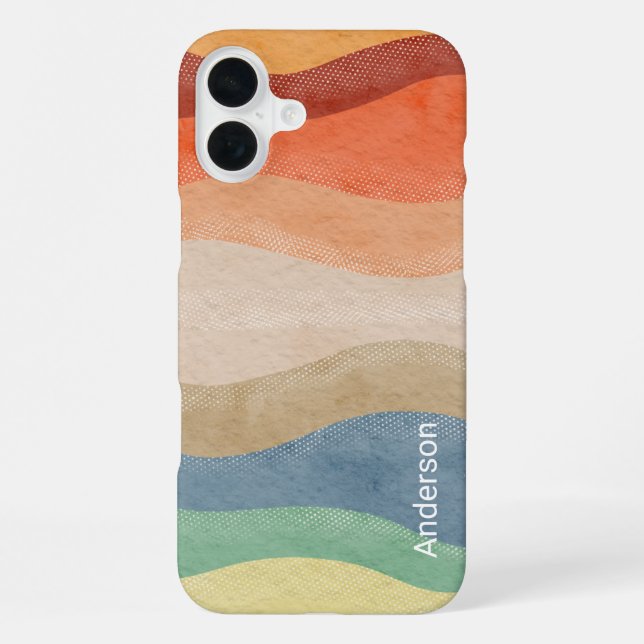 Modern Eligant Retro Line Monogram iPhone Case (Back)