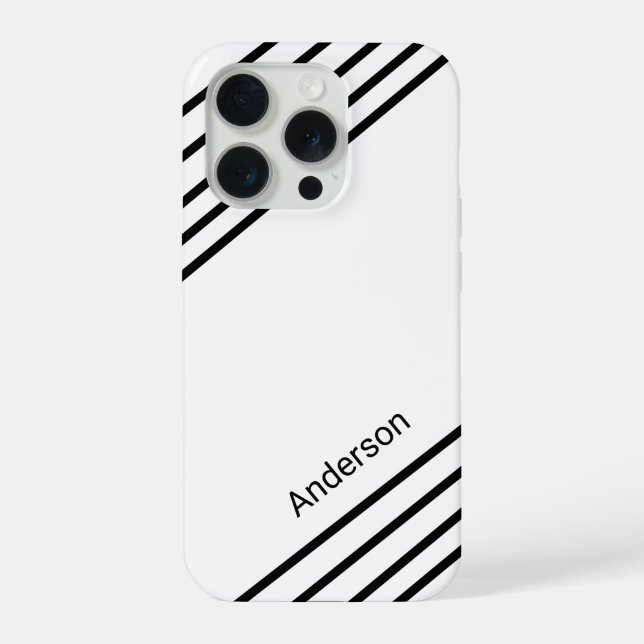 Modern Eligant Retro Line Monogram iPhone Case (Back)
