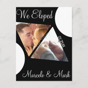 Modern Eloped Photo Triangles Black Postcard