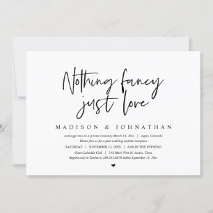 Modern Elopement, Nothing Fancy, Just Love Invitation