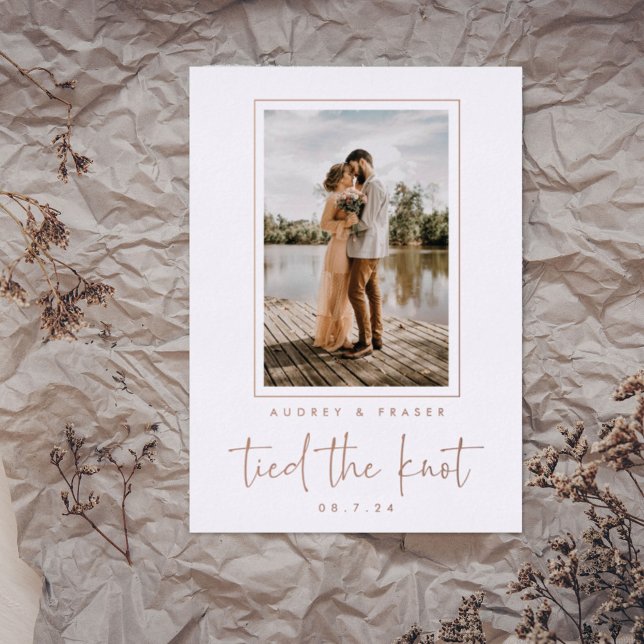 Modern Elopement Tied the Knot Photo Rose Gold Foi (Creator Uploaded)