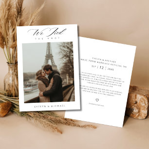 Modern Elopement We Tied The Knot Wedding Photo Announcement