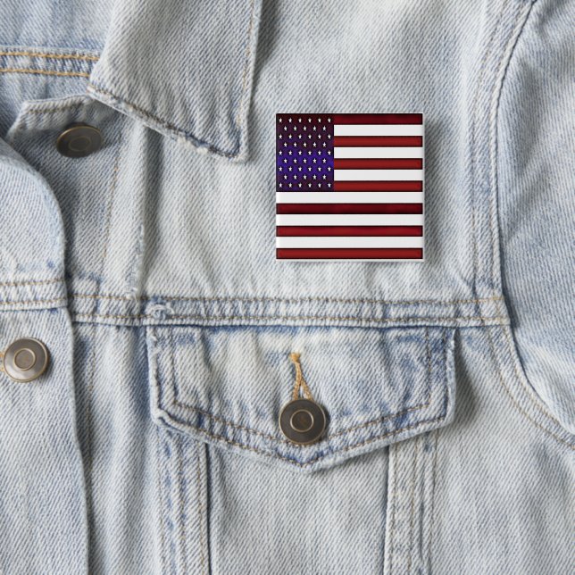 Modern Embossed American Flag 15 Cm Square Badge (In Situ)