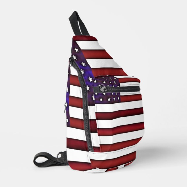 Modern Embossed American Flag Sling Bag (Left Corner)
