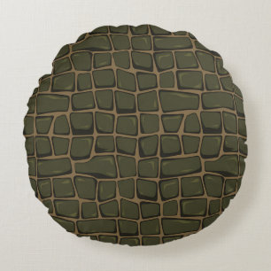 Modern Embossed Crocodile Skin Round Cushion