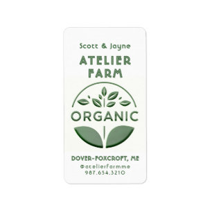 Modern Embossed Style Green Leaf Organic Label