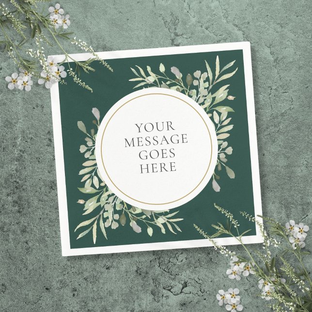 Modern Emerald Gold Eucalyptus Greenery Foliage Napkin (Modern Emerald Gold Eucalyptus Greenery Foliage Napkins)