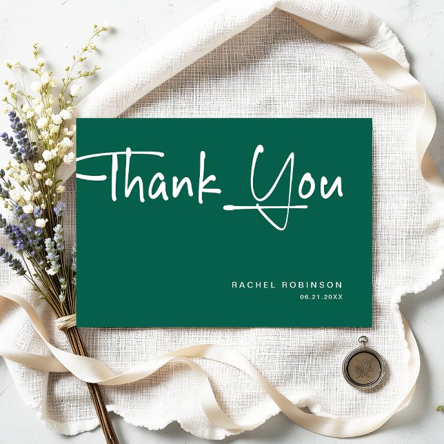 Modern Emerald Green adult Birthday Party Custom Thank You Card (Creator Uploaded)