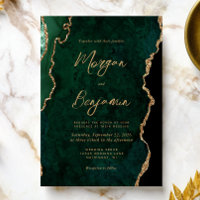 Modern Emerald Green Agate Script Wedding