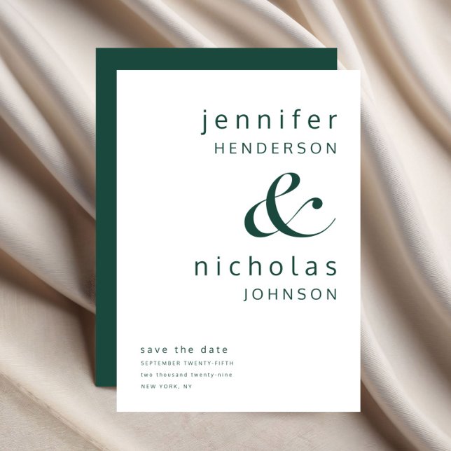 Modern Emerald Green Ampersand Typography Wedding Save The Date (Modern Emerald Green Ampersand Typography Wedding Save The Date)