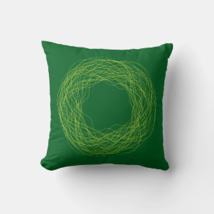 Modern Emerald Green and Chartreuse Psychedelic Sc Cushion