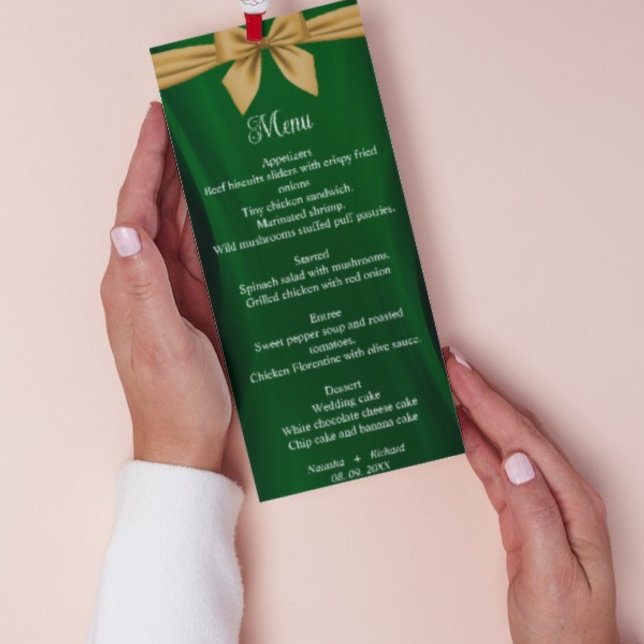  Modern Emerald green and gold  wedding menu  (Creator Uploaded)