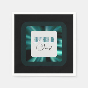 Modern Emerald Green Black and White Napkin