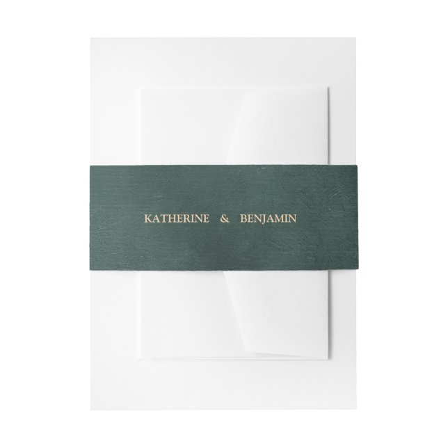 Modern Emerald Green Black Elegant Wedding Invitation Belly Band (Front Example)